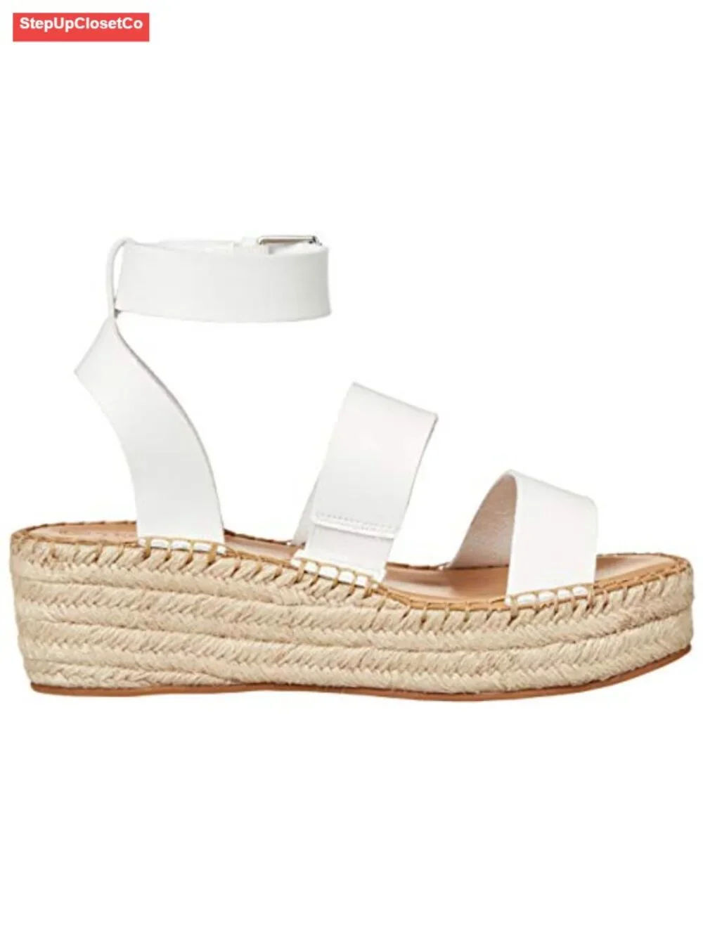 Espadrille Wedge Sandals with Ankle Strap - Platform